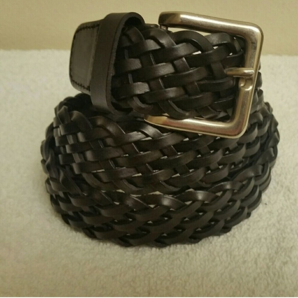 New Vintage 100% original leather black braided mens belt size 40"